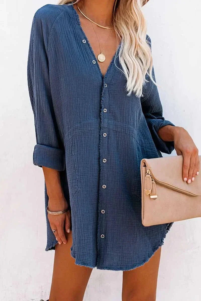 CM | Minivestidos de seersucker con flecos y manga larga