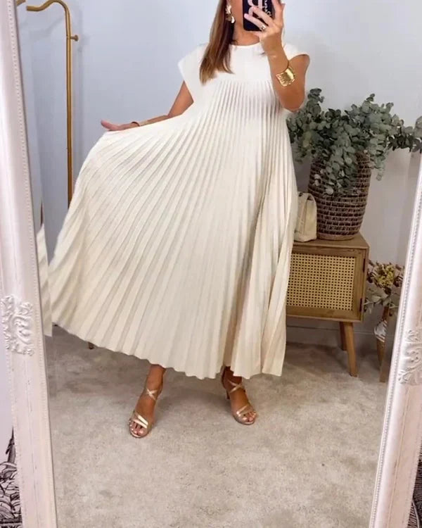 CM | Vestido plisado sencillo de señora monocolor