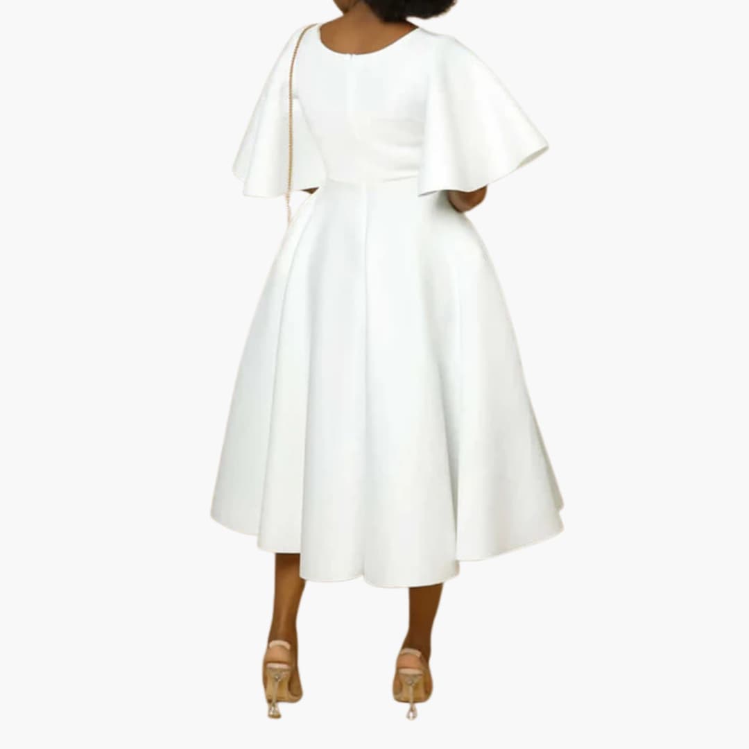 CM | Vestido midi de verano para mujer con bolsillos y manga corta