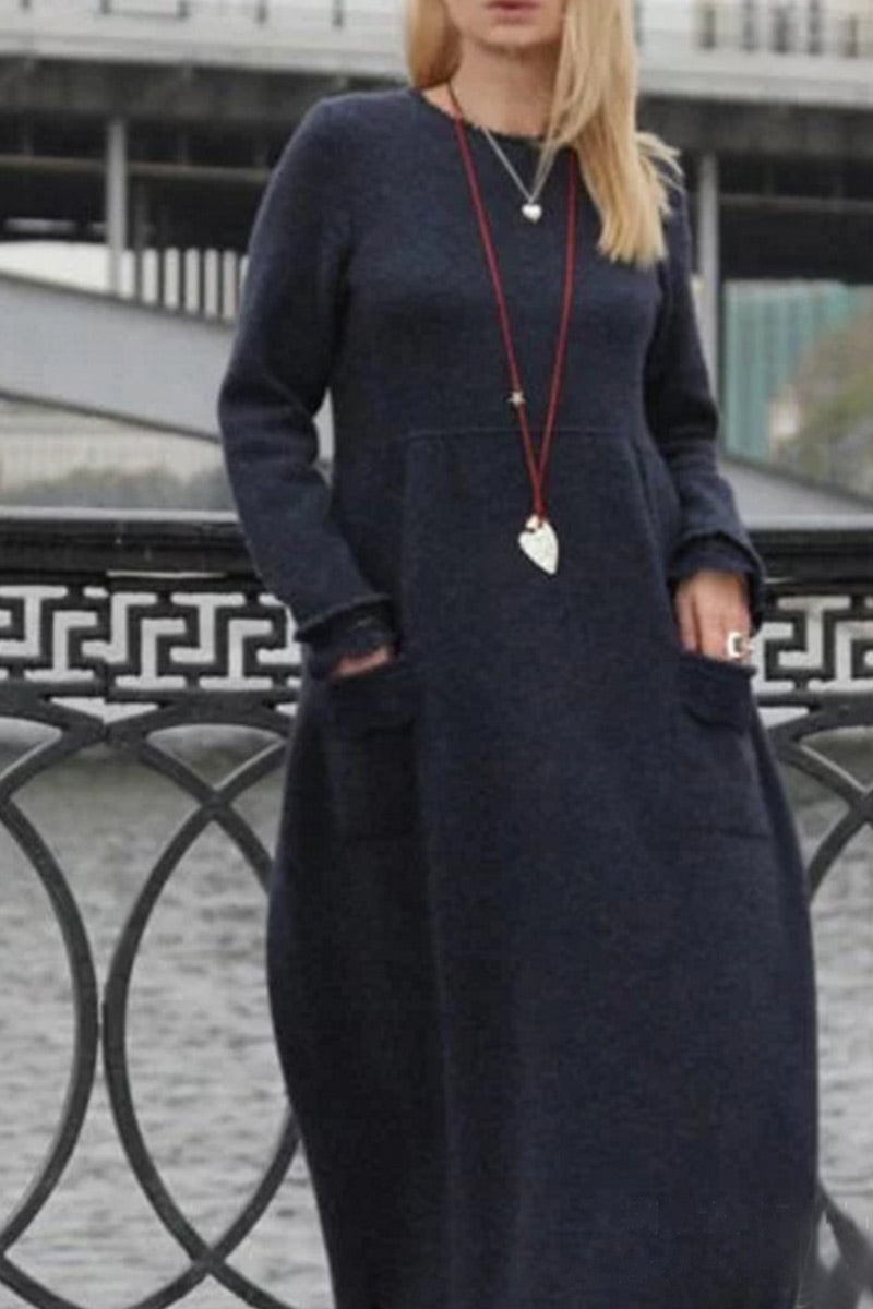 CM | Vestido largo de jersey con bolsillos