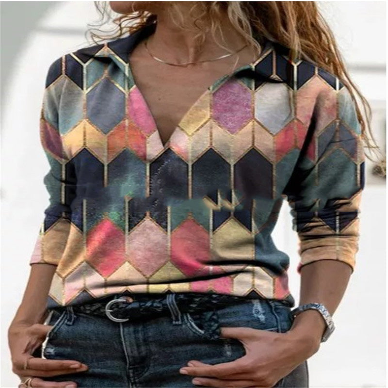 CM | Wish Temperamento casual blusa suelta con cuello en V
