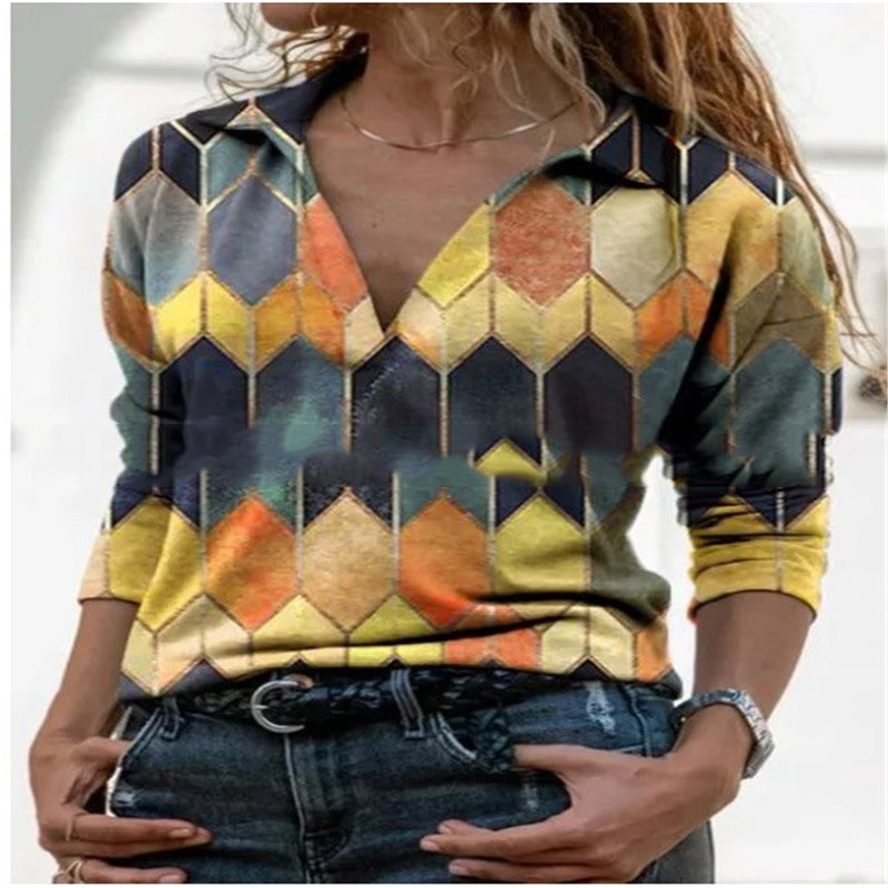 CM | Wish Temperamento casual blusa suelta con cuello en V