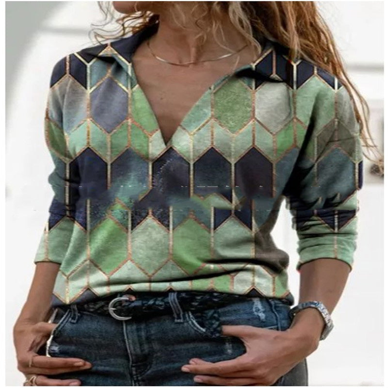 CM | Wish Temperamento casual blusa suelta con cuello en V