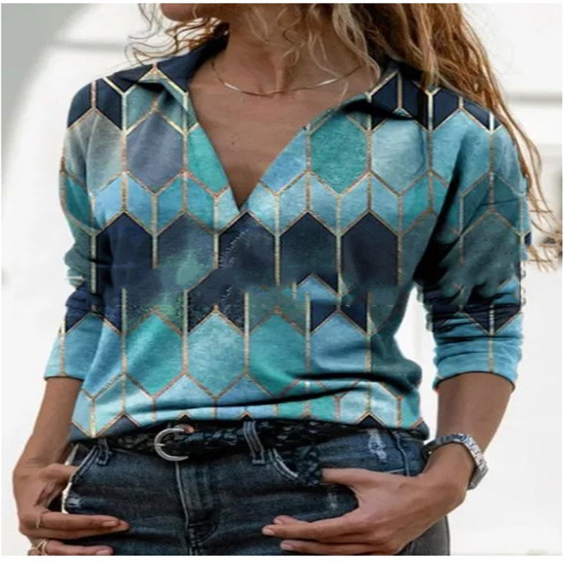 CM | Wish Temperamento casual blusa suelta con cuello en V