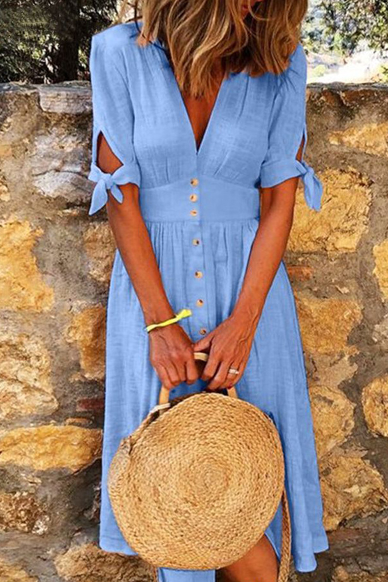 CM | Vestido midi con botones de algodón