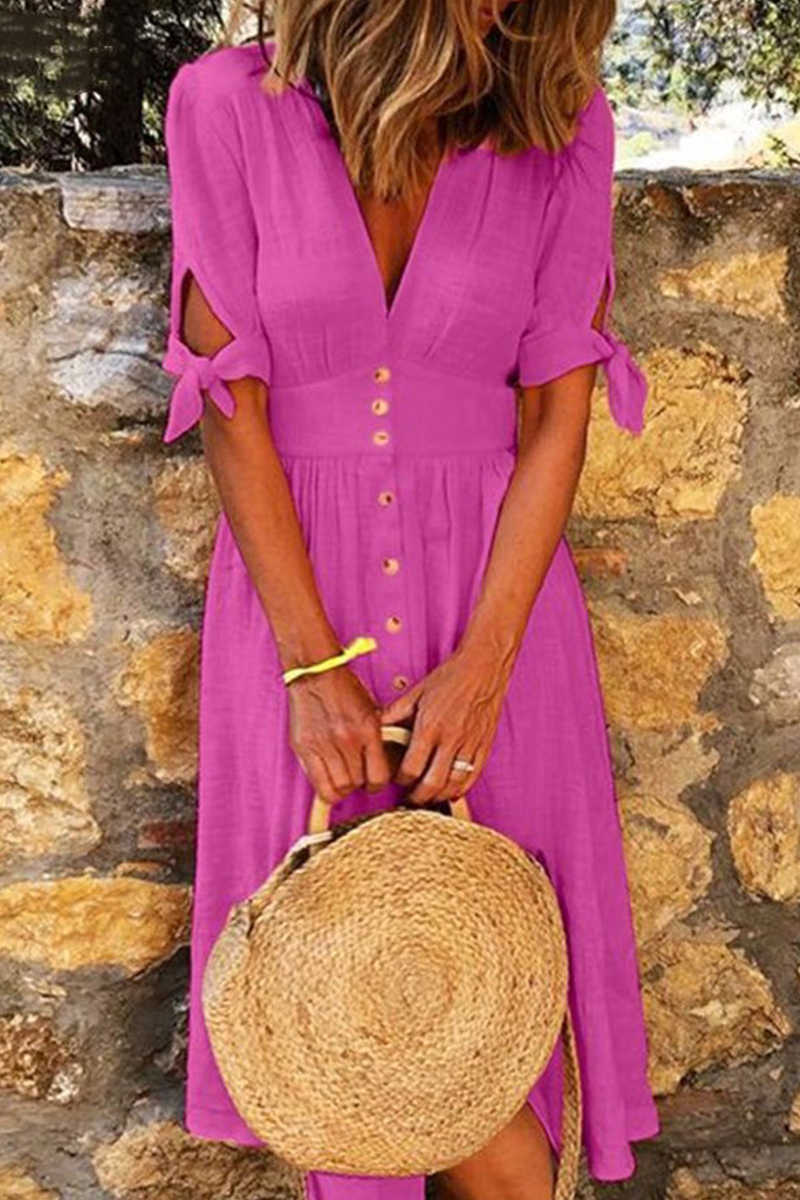 CM | Vestido midi con botones de algodón