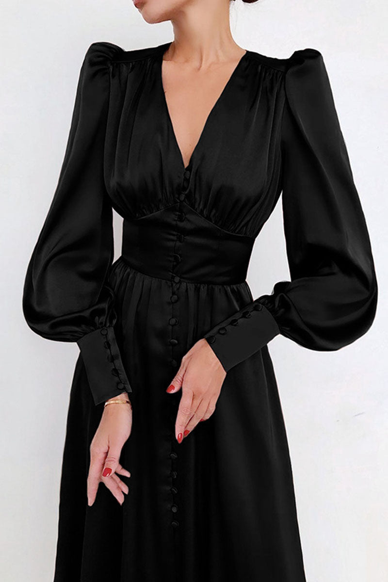 CM | Vestido largo de satén con cinturón