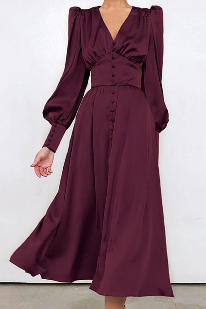 CM | Vestido largo de satén con cinturón