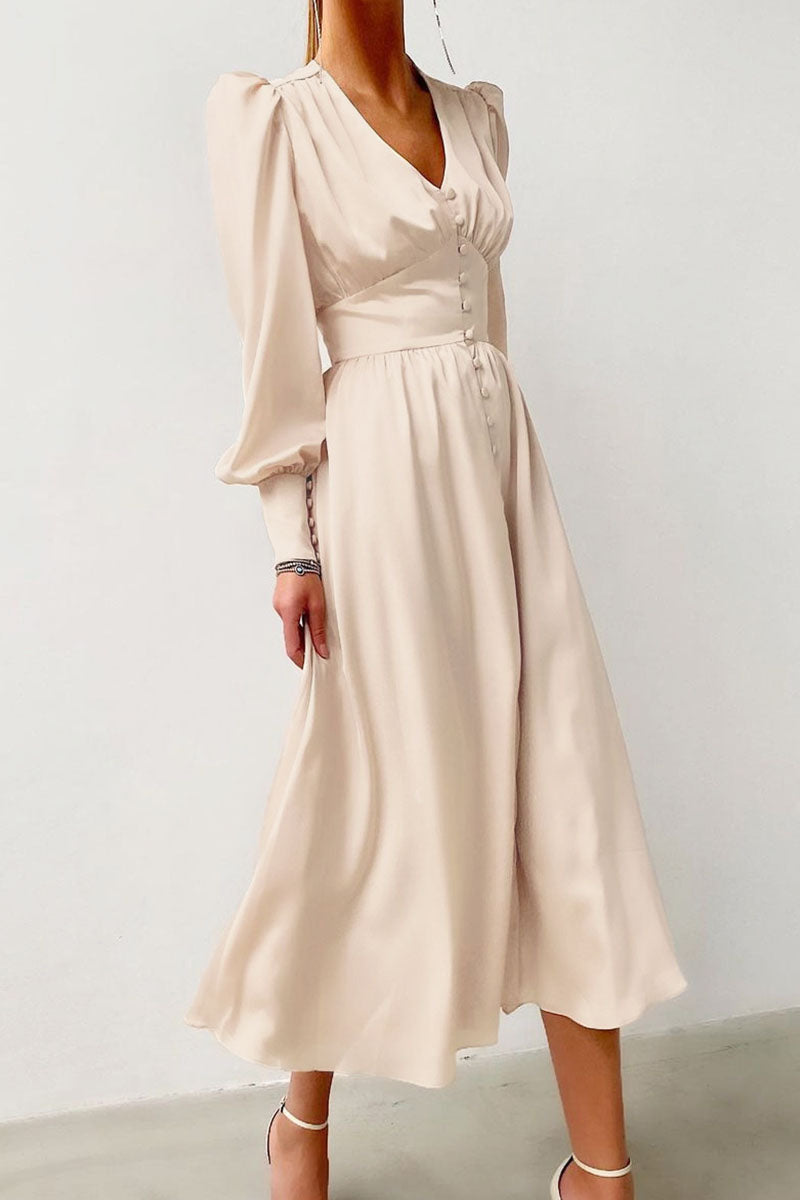 CM | Vestido largo de satén con cinturón