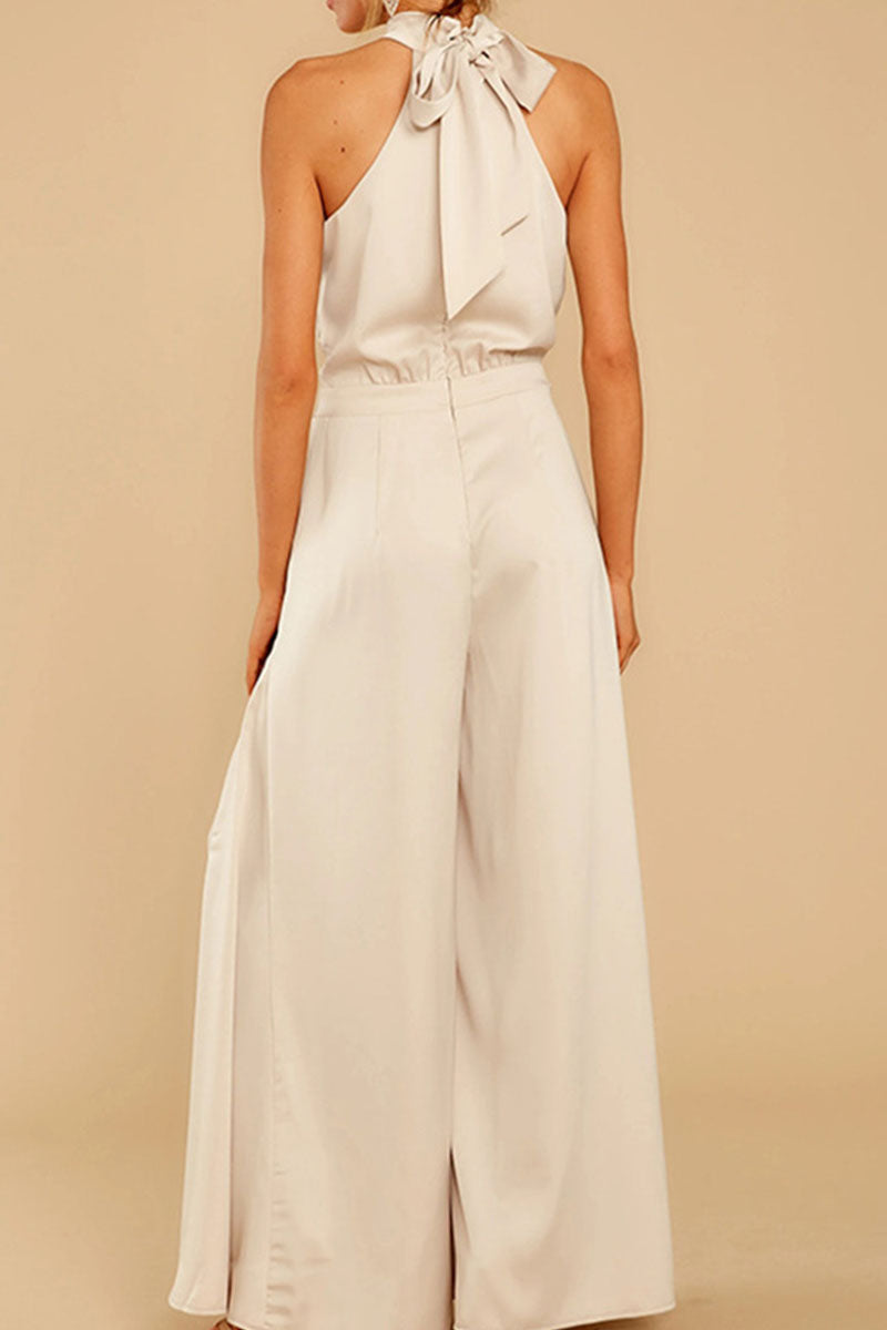 CM | Fashion Casual Solid Patchwork Halter Loose Jumpsuits (5 Colores)