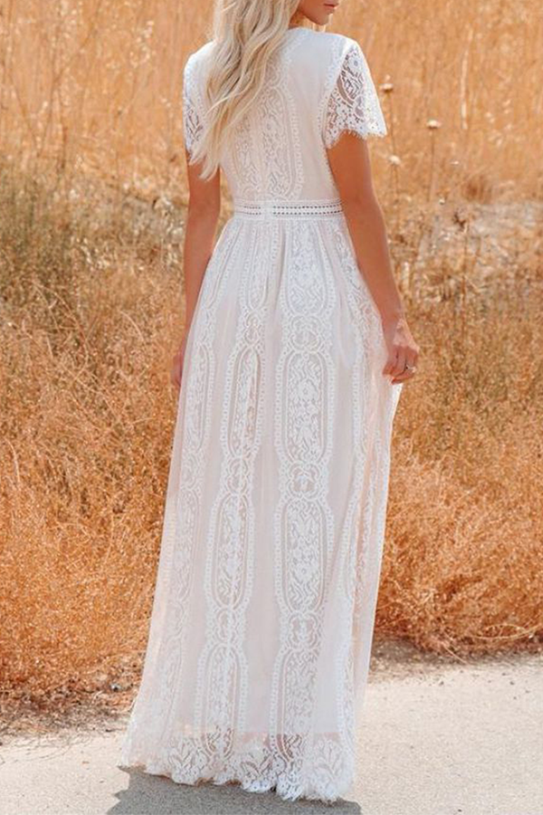 CM | Vestido largo de encaje guipur