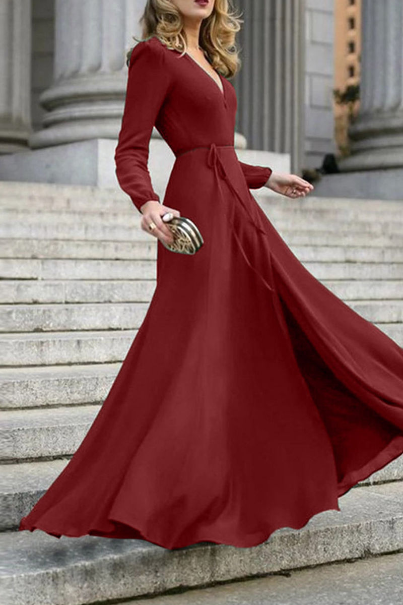 CM | Vestido largo con envoltura look rojo