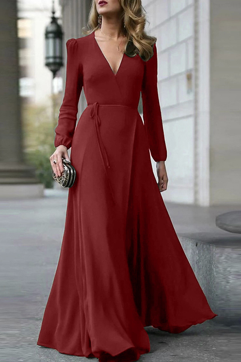 CM | Vestido largo con envoltura look rojo