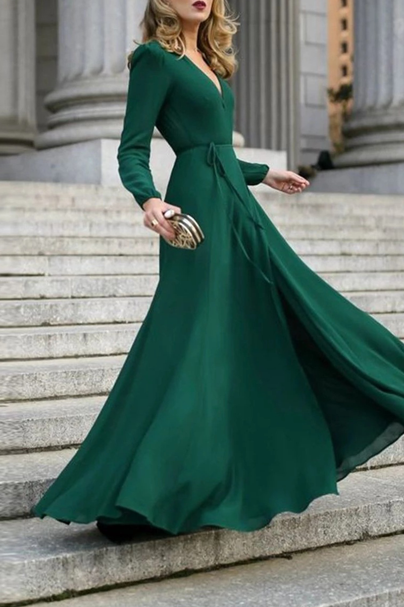 CM | Vestido largo con envoltura look rojo