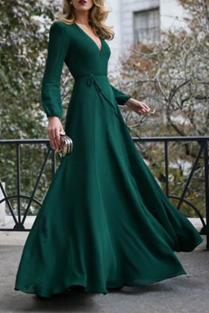 CM | Vestido largo con envoltura look rojo
