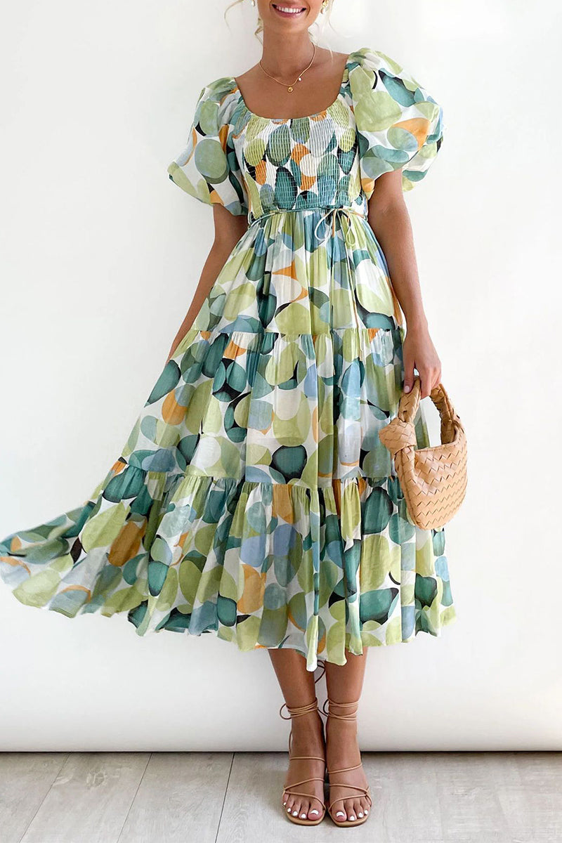 CM | Vestido largo estampado con hombros descubiertos