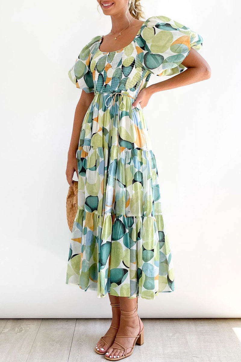CM | Vestido largo estampado con hombros descubiertos