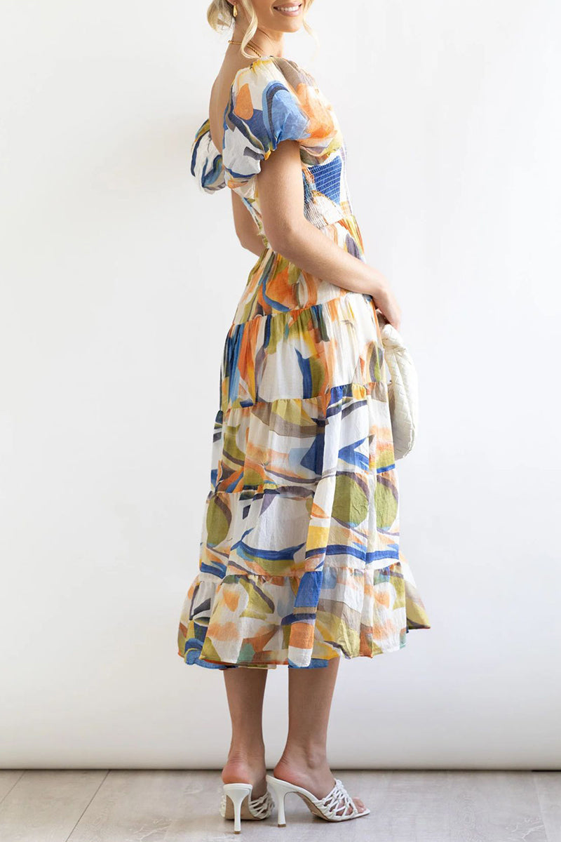 CM | Vestido largo estampado con hombros descubiertos