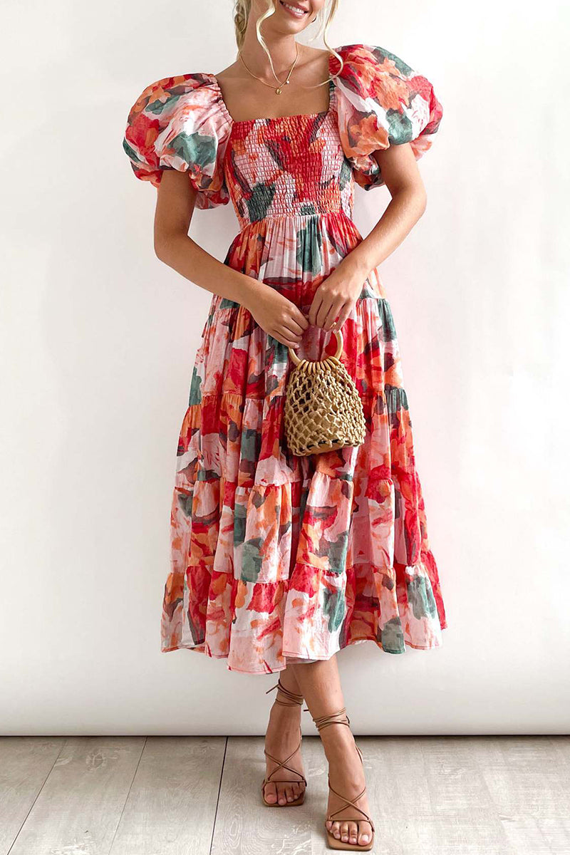 CM | Vestido largo estampado con hombros descubiertos