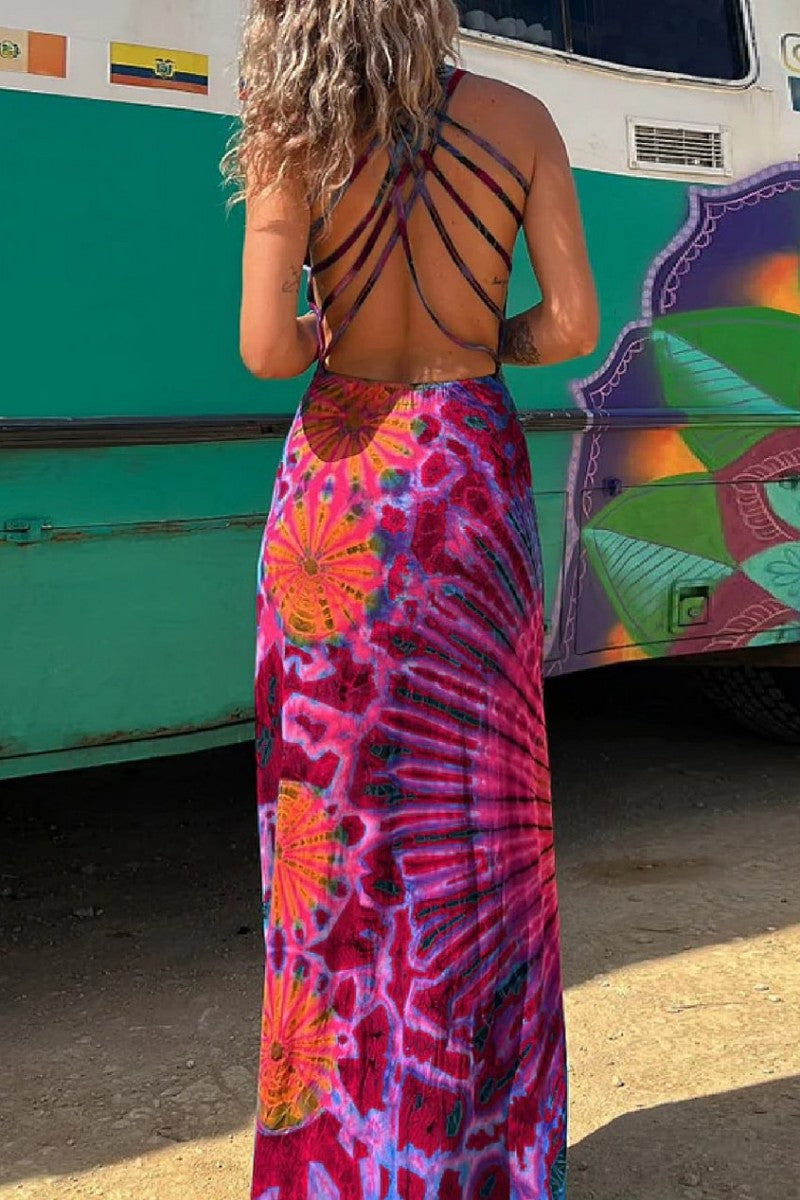 CM | Vestido largo con estampado tie and dye