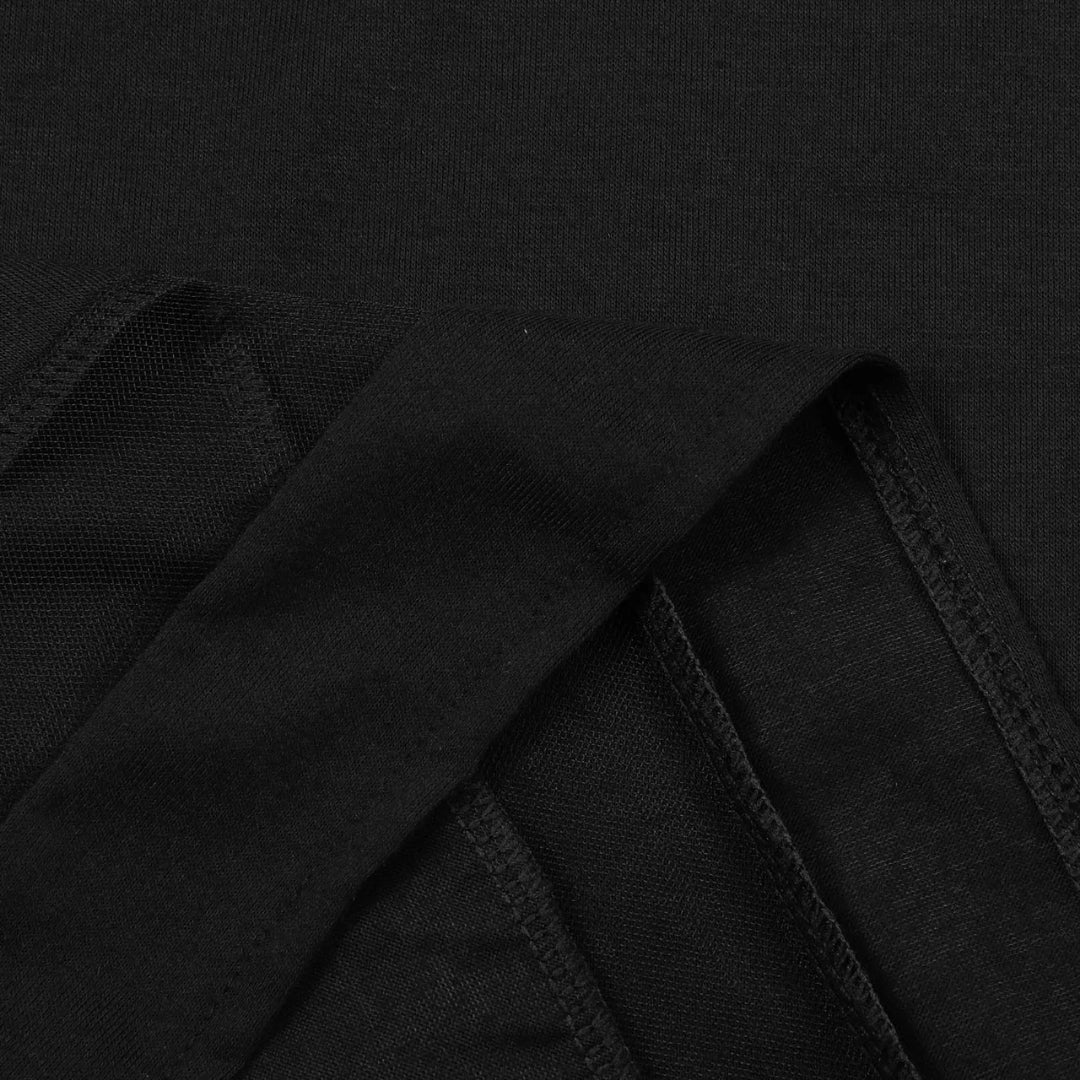 CM | Minivestido negro de mujer con mangas cortas de encaje