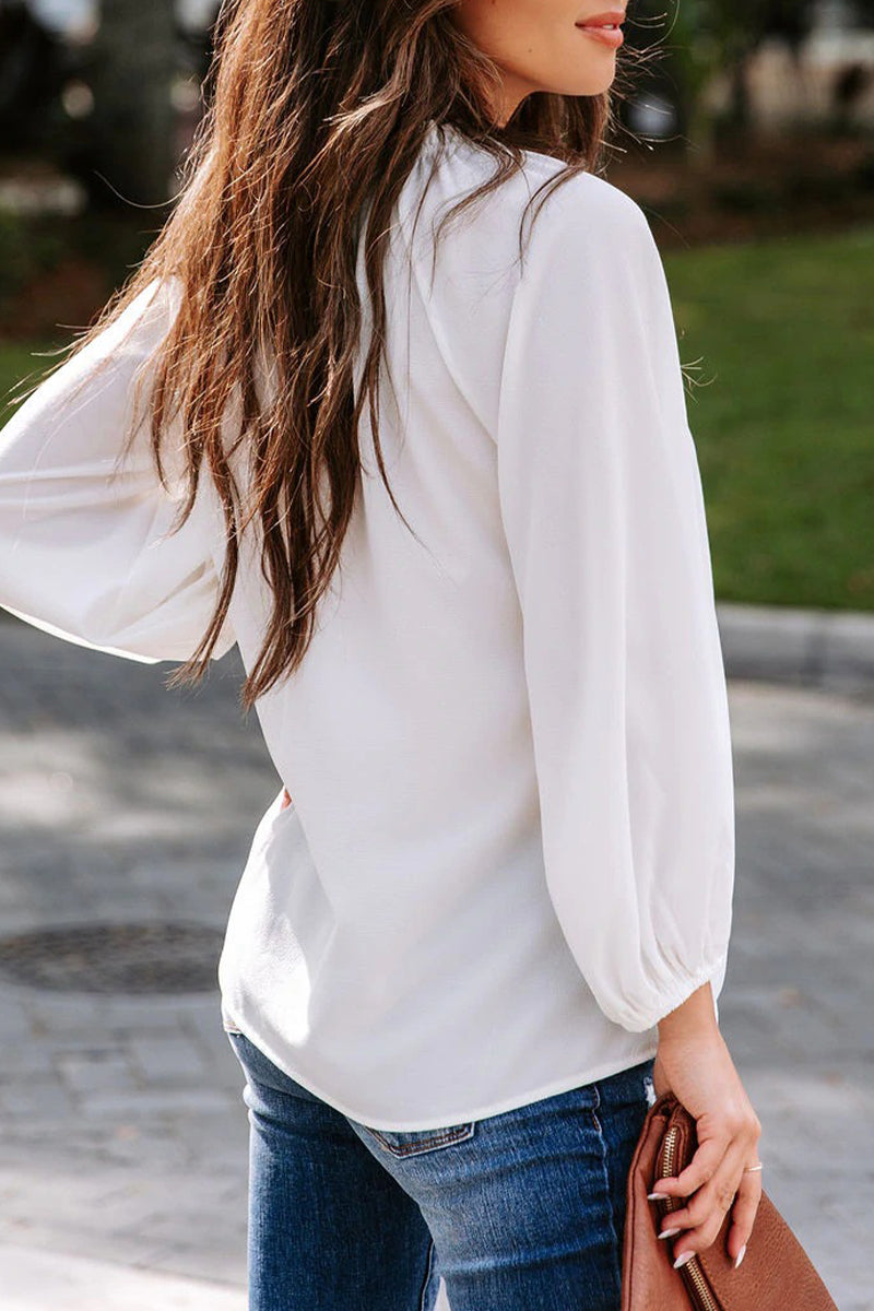 CM | Blusas con cuello en V lisas de sencillez informal (3 colores)