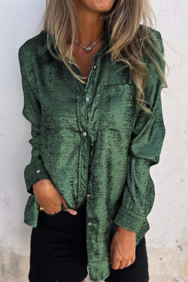 CM | Casual Sólidas blusas de lentejuelas con cuello vuelto (8 colores)