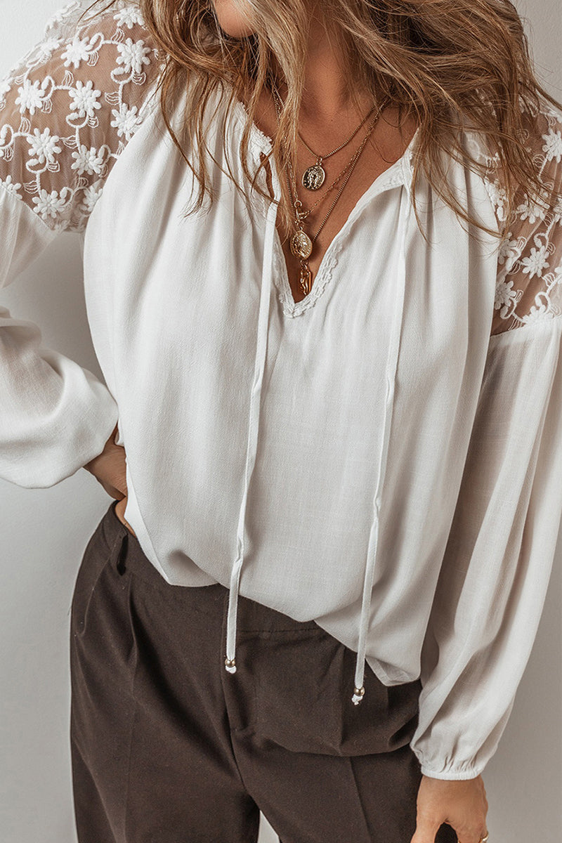 CM | Casual Encaje Patchwork V Cuello Blusas