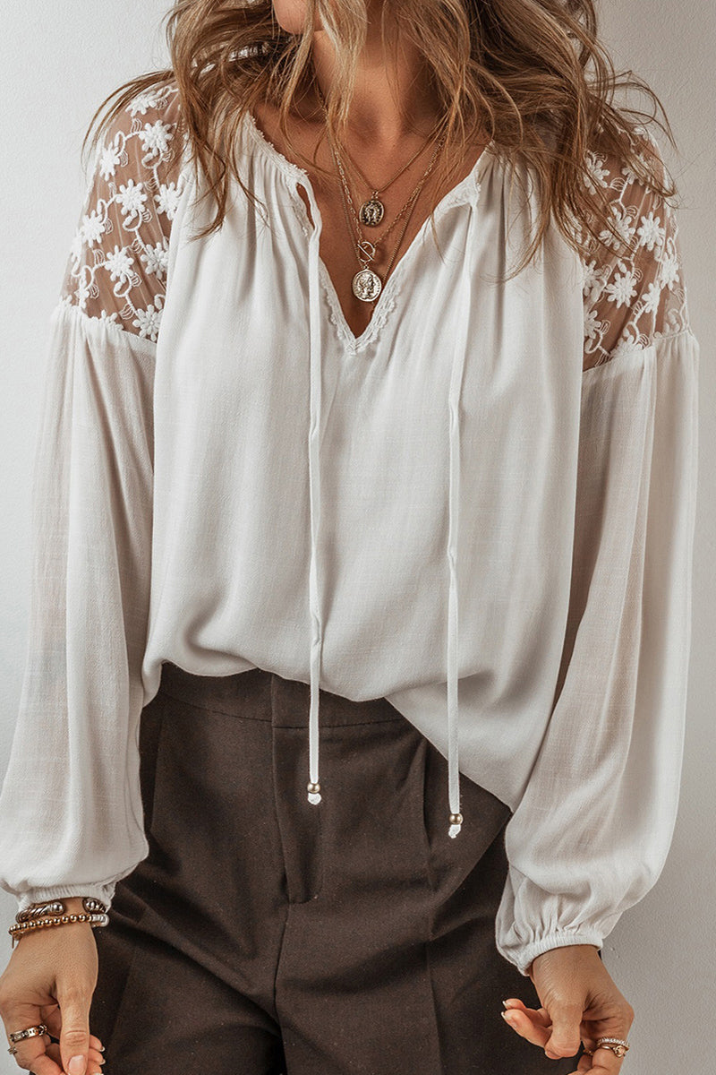 CM | Casual Encaje Patchwork V Cuello Blusas