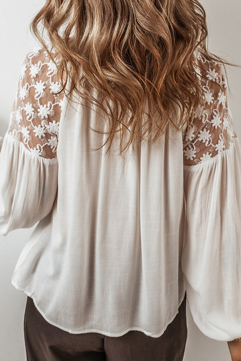 CM | Casual Encaje Patchwork V Cuello Blusas