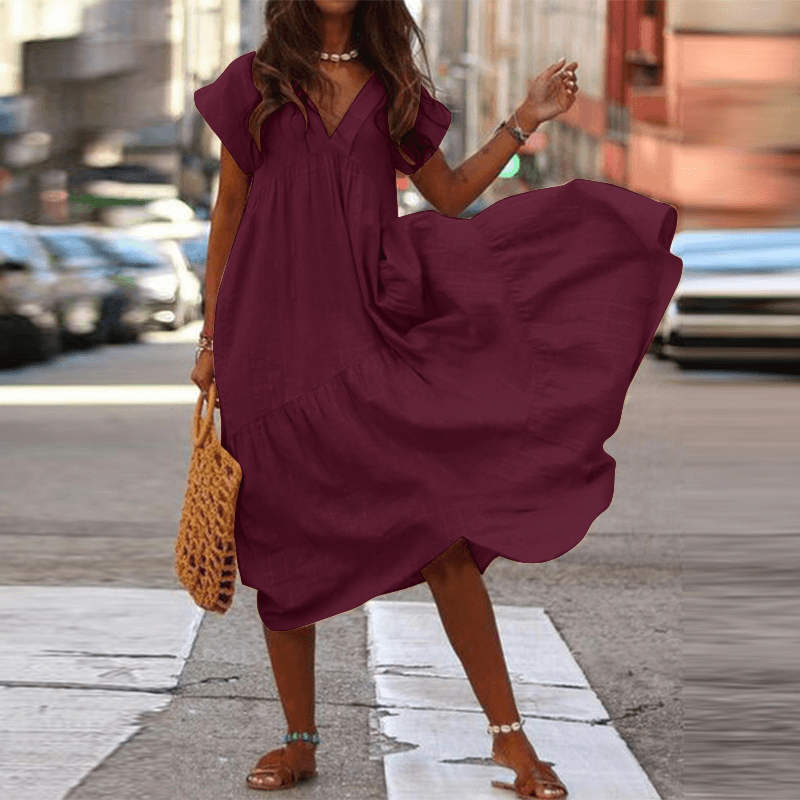 CM | Mujer Vestido casual, suelto y monocolor 100% algodón