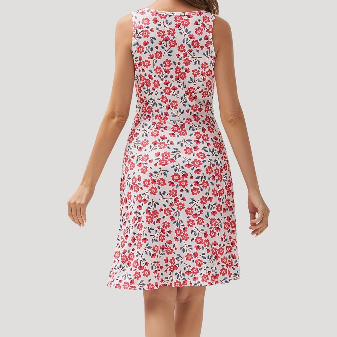 CM | Mini vestido de verano floral sin mangas para mujer