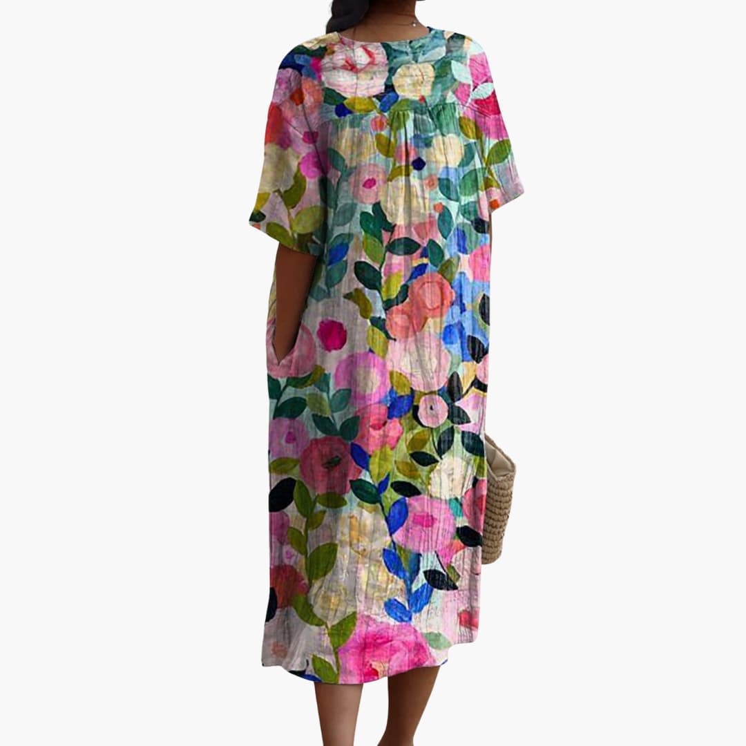 CM | Vestido midi de manga corta para mujer primavera verano