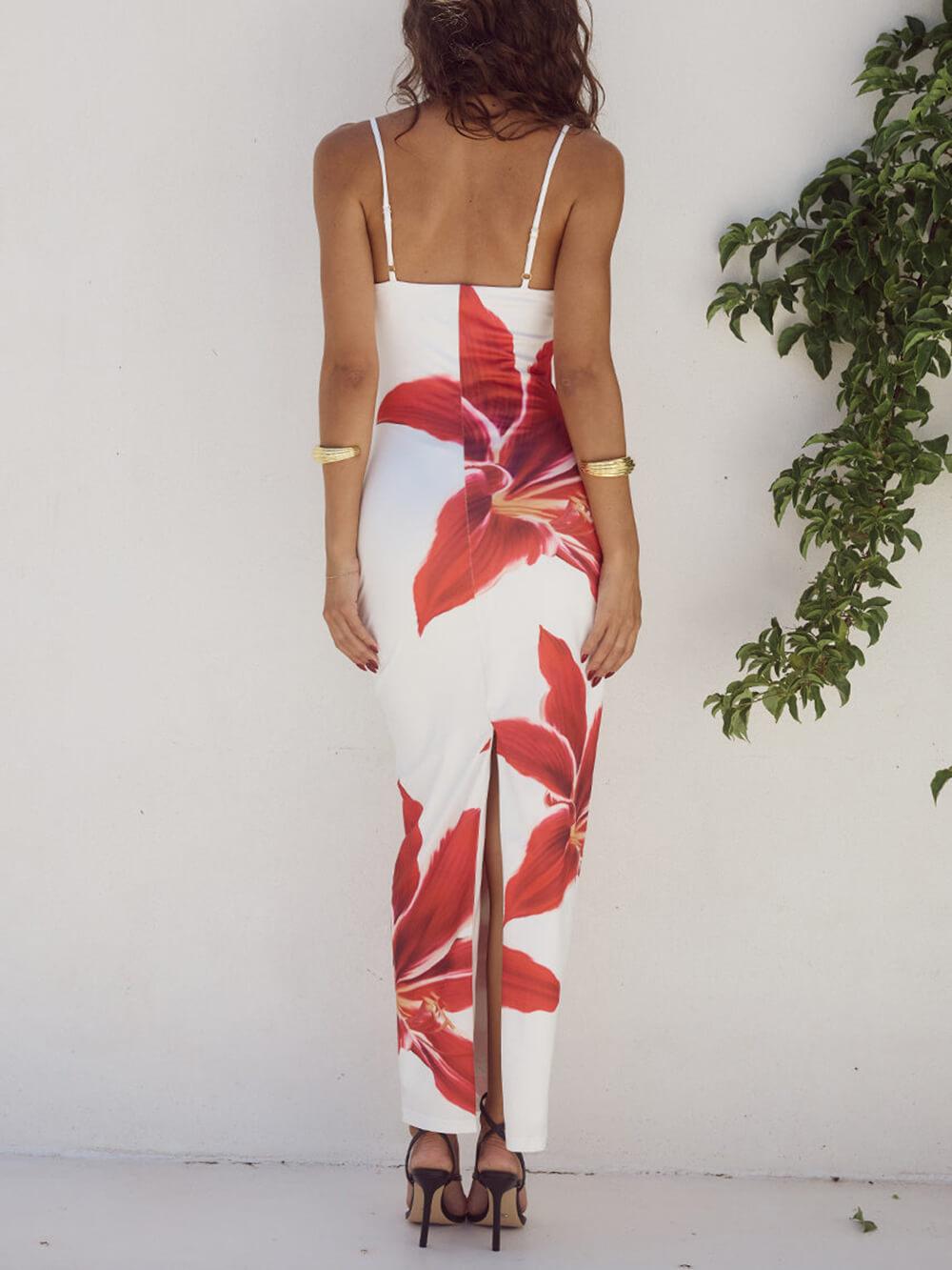CM | maxi vestido de mujer - sin mangas - tirantes - estampado floral - corte elegante