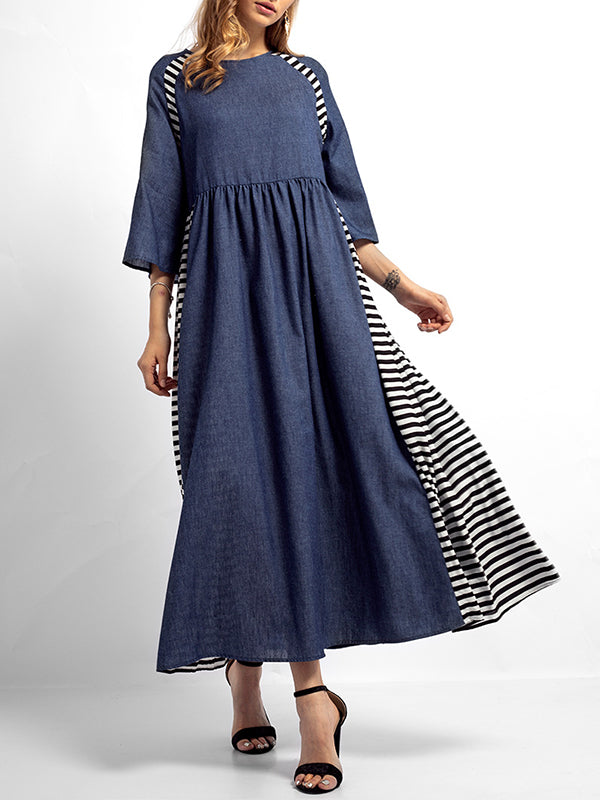 CM | Sabrina vestido monocromo de rayas en línea A