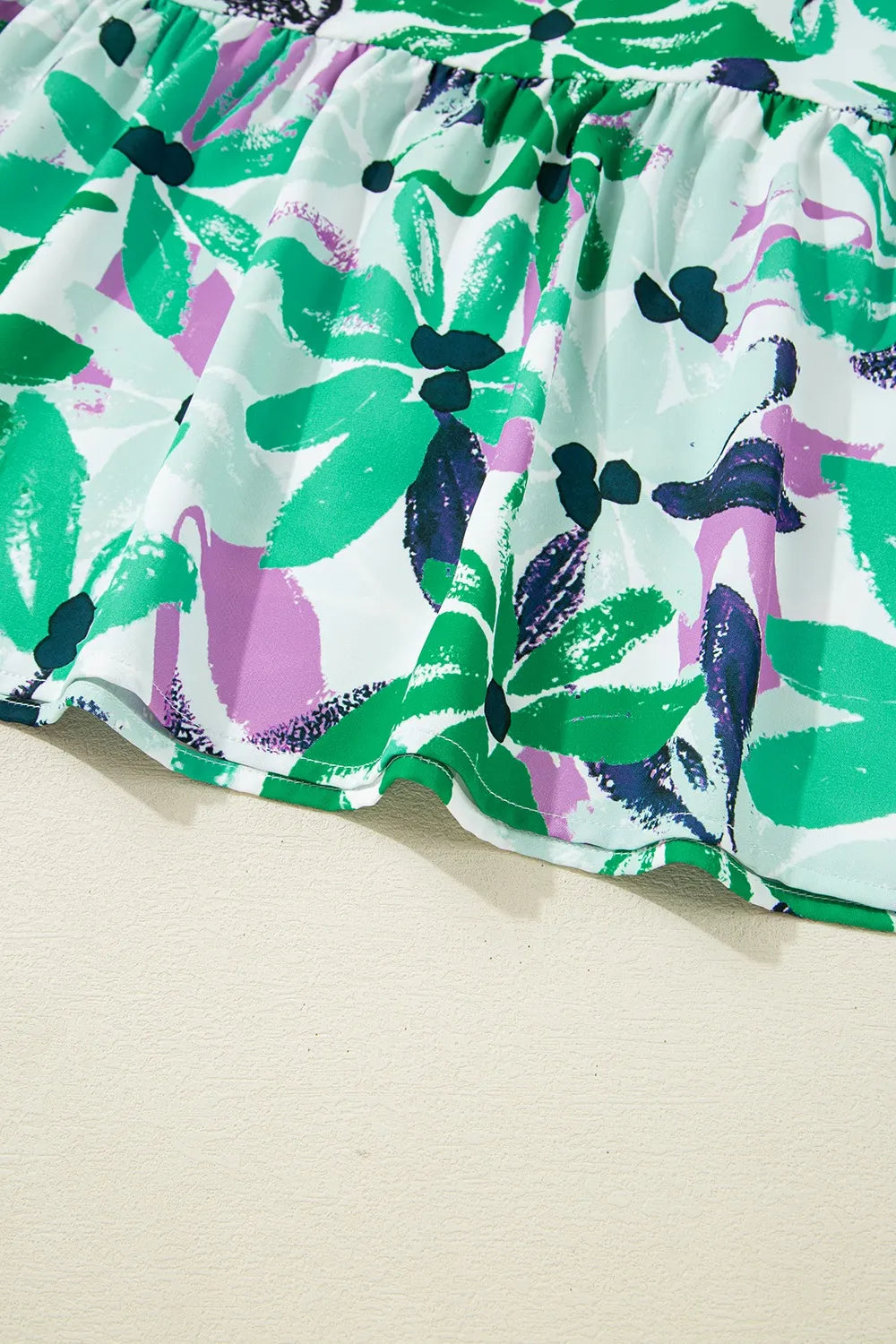 CM | Estampado floral Escote cuadrado fruncido Minivestido holgado