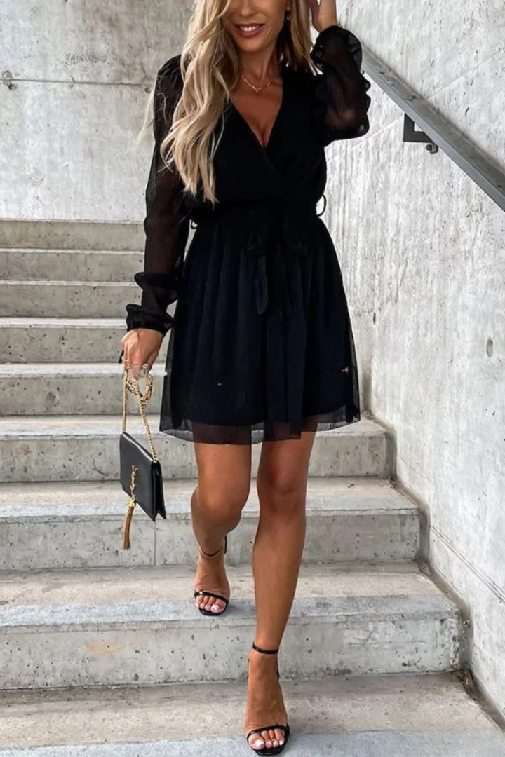 CM | Mini vestido de fiesta de manga larga Night of Luxury