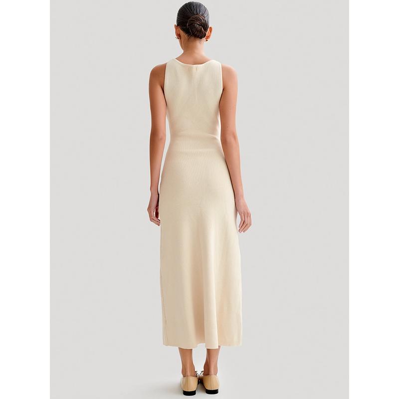 CM | Elegante maxi vestido abotonado sin mangas para mujer