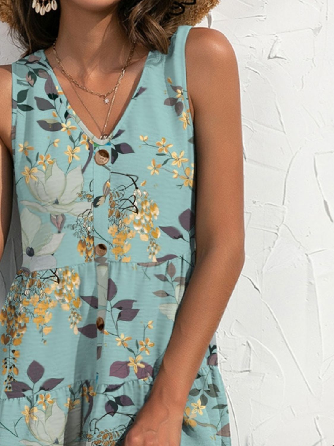 CM | FAM-FAM Mini vestido estampado sin mangas y escote en V