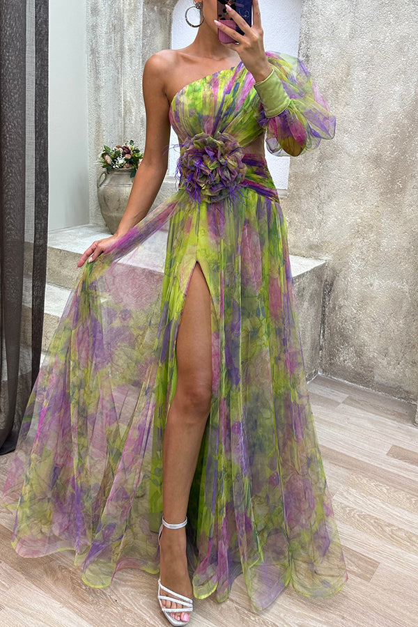 CM | Vestido largo asimétrico de tul