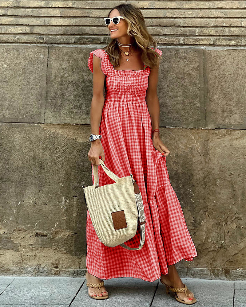 CM | Mariposa Manga Cintura Swing Maxi Vestido