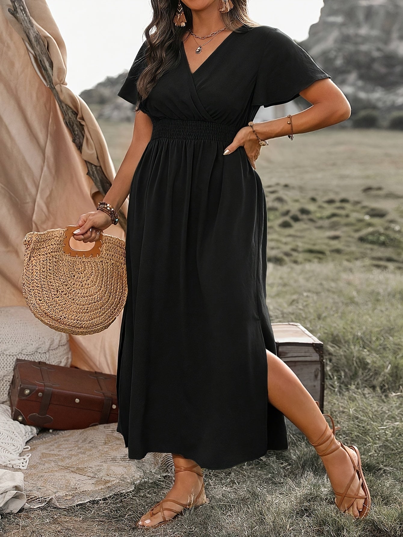 CM | Vestido largo y vaporoso con efecto envolvente