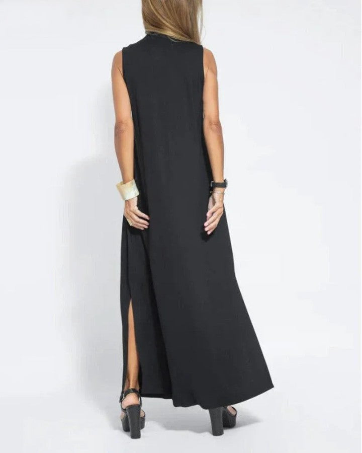 CM | Vestido monocromo sin mangas con escote en V