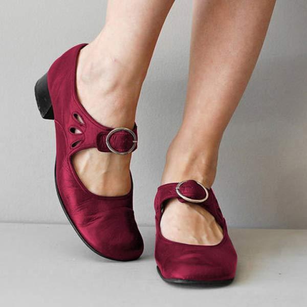 CM | SANDALIAS DE CUÑA DE PIEL CON HEBILLA