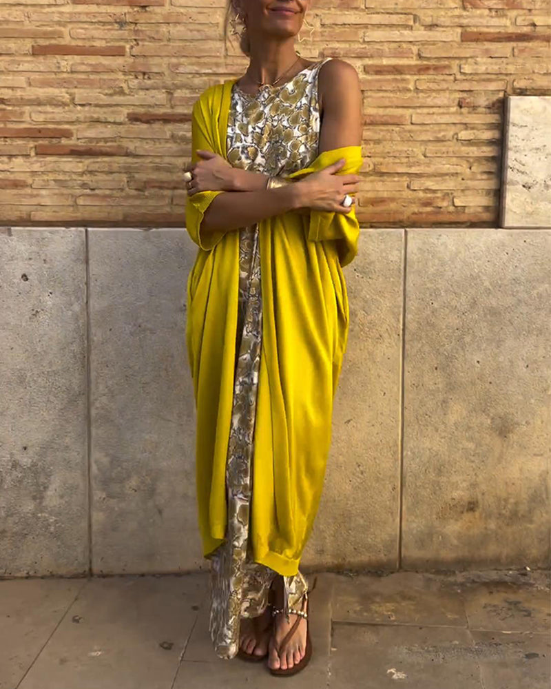 CM | Elegante maxi vestido con cárdigan a juego