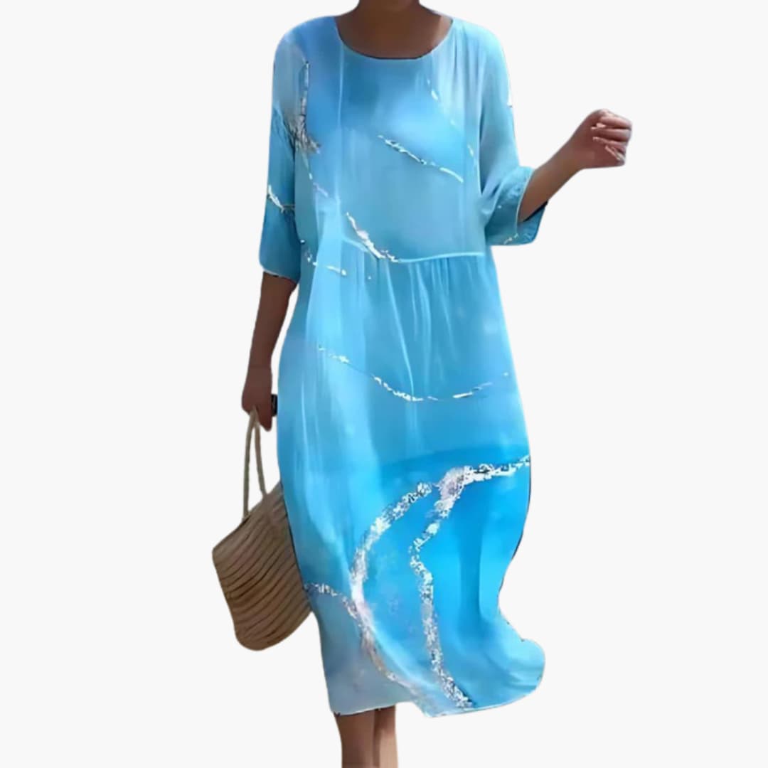 CM | Vestido midi floral de mujer con mangas 3/4 para el verano