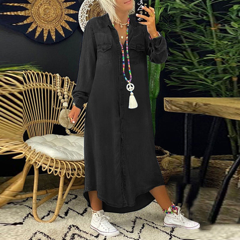 CM | Maxivestido vaquero de manga larga