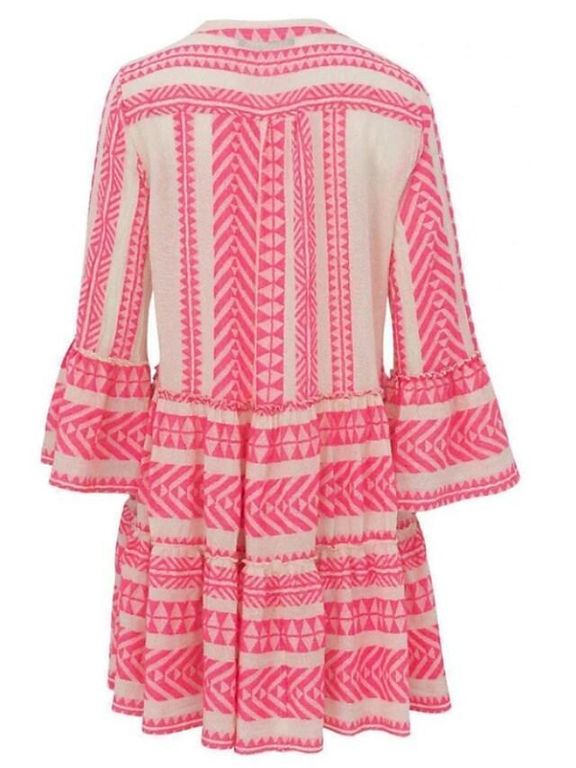 CM | Swing Vestido Corto Mini Vestido Negro Azul Rosa Rubor Verde 3/4 Longitud Manga Impresión Geométrica Primavera Verano Cuello en V Boho Flare Cuff Manga 2021 S M L XL XXL 3XL