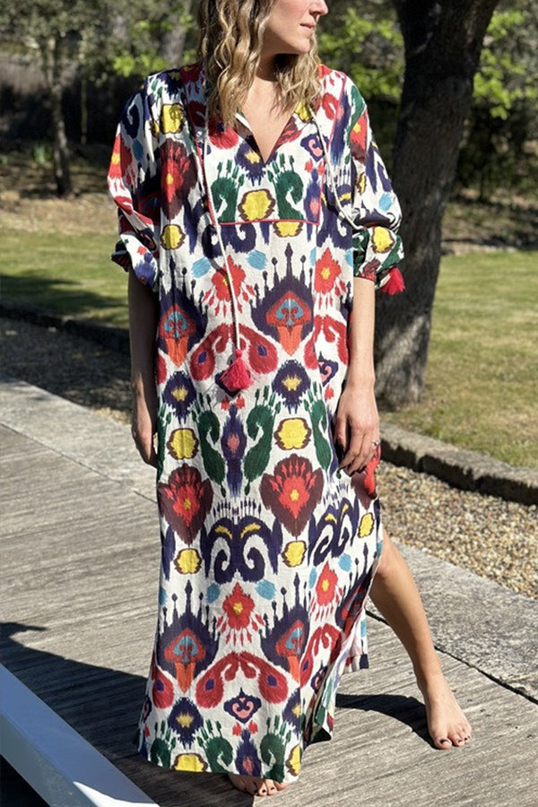 CM | JAYA Maxi vestido con dobladillo suelto y abertura