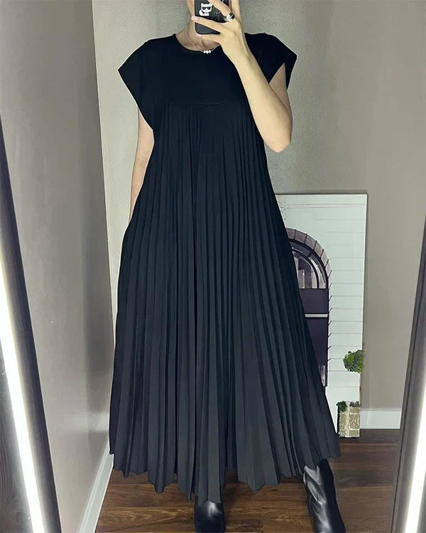 CM | Vestido plisado sencillo de señora monocolor